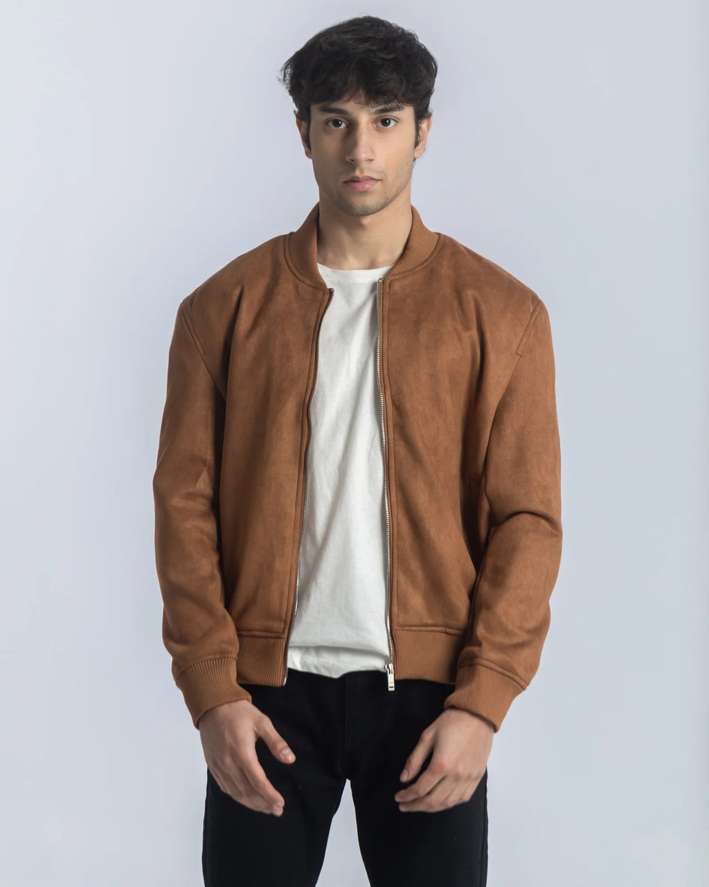 Men's suede bomber jacket