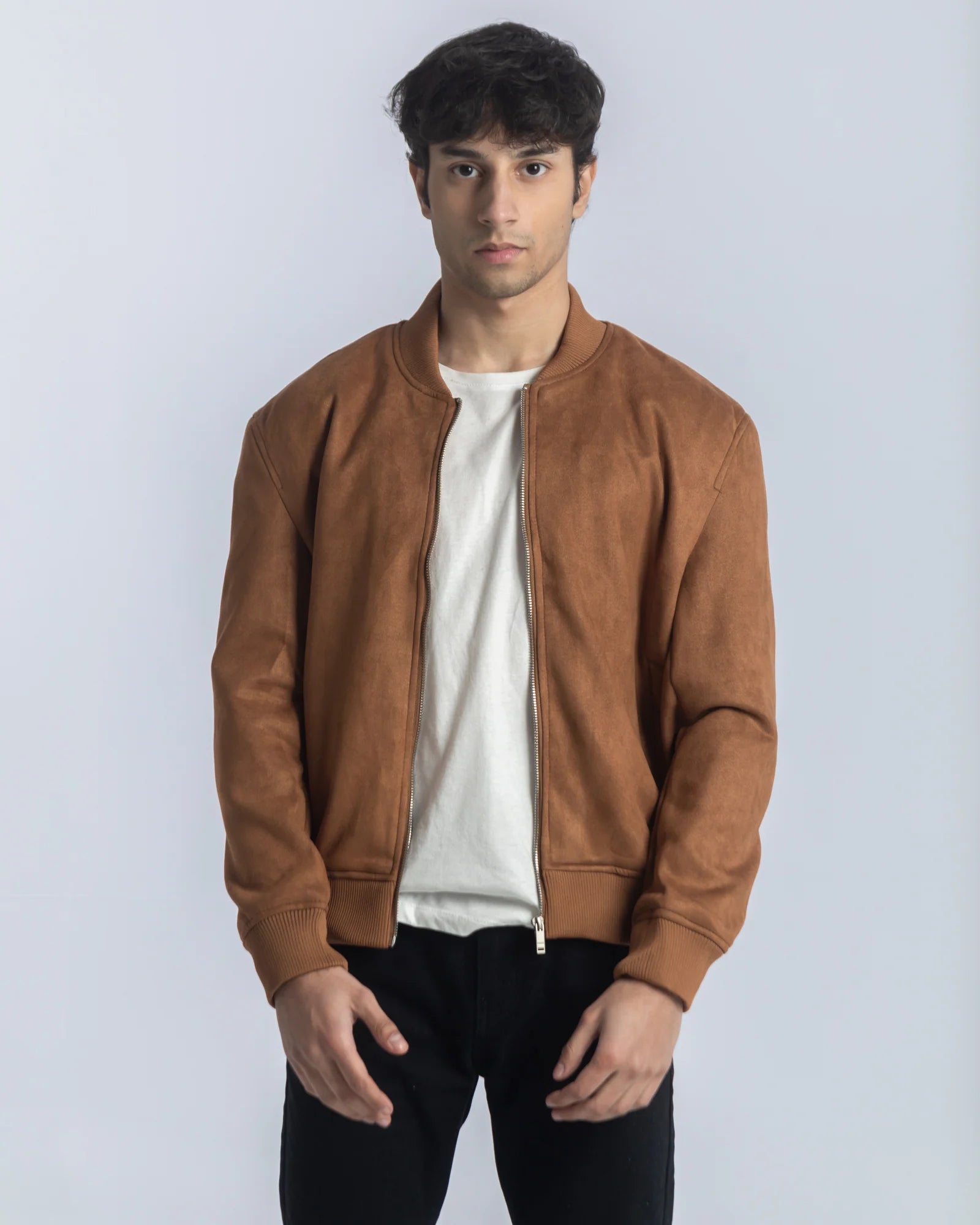 Men's suede bomber jacket Main image