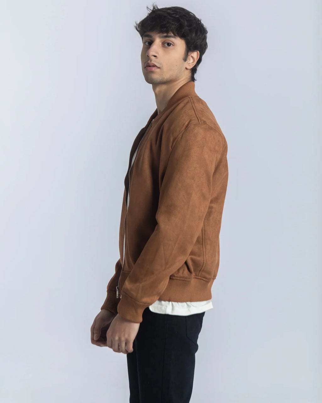 Men's suede bomber jacket